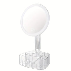LED Makeup Mirror with Organizer Base USB-Battery