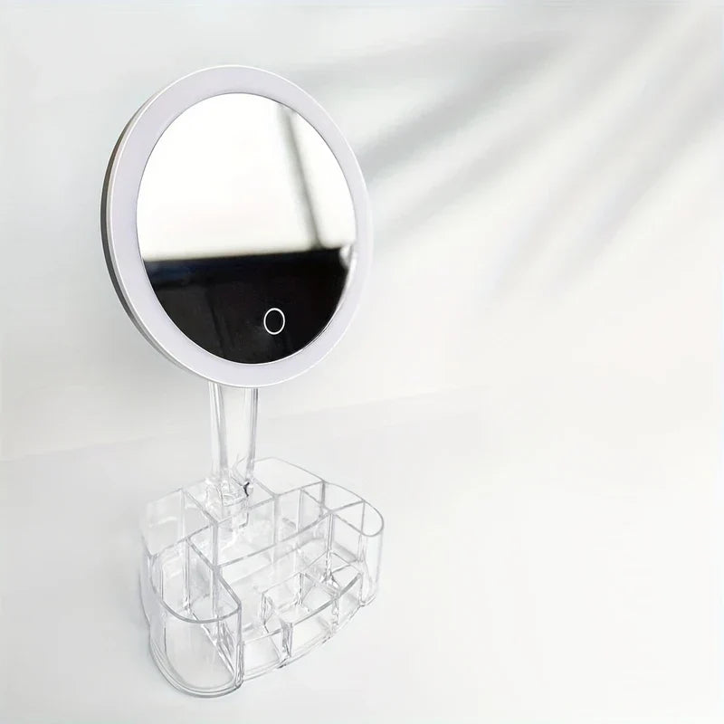 LED Makeup Mirror with Organizer Base USB-Battery