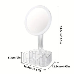 LED Makeup Mirror with Organizer Base USB-Battery