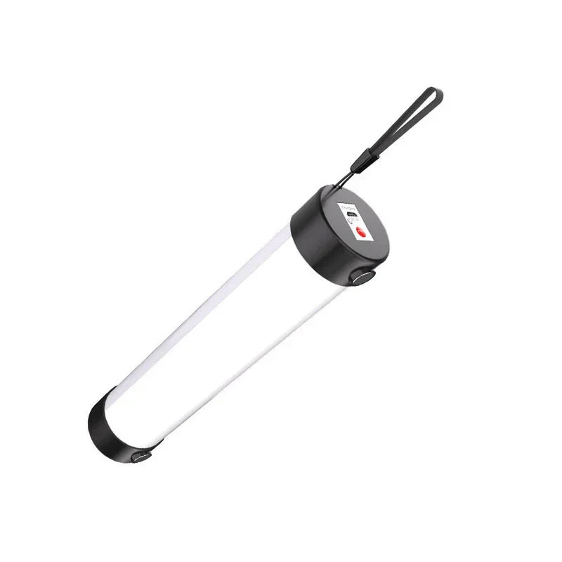 Led Tube Replacement - Cylindrical white light tube with black end caps, attached carry lanyard, control button and indicator on end cap