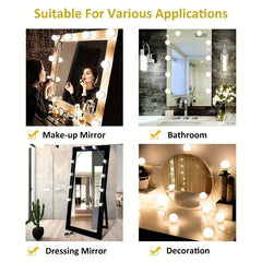 LED Vanity Mirror Light Kit 10 Dimmable Bulbs 3 Modes