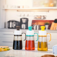 Large Glass Oil Dispenser Bottle Measured Pour Spout