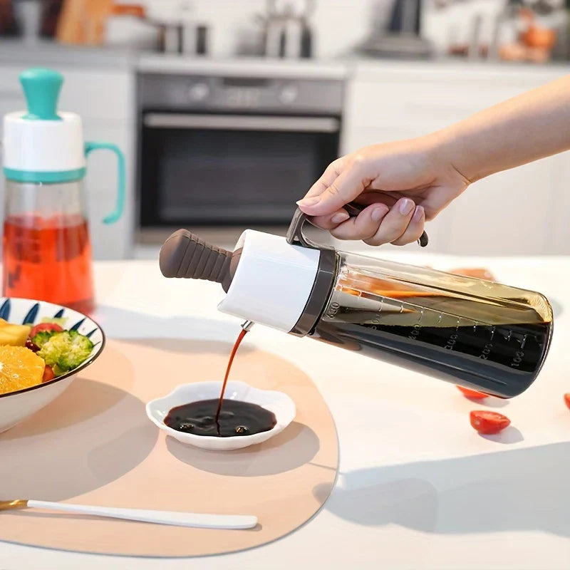 Large Glass Oil Dispenser Bottle Measured Pour Spout