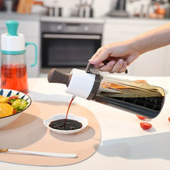 Large Glass Oil Dispenser Bottle Measured Pour Spout