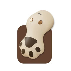 Sweater Fabric Defuzzer Machine - Cream cat paw shaped defuzzer with brown paw pads and gold control buttons on a brown rounded square background