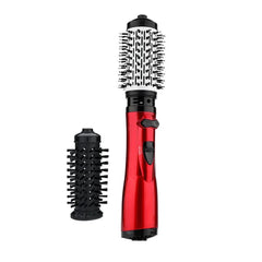 Wide Tooth Detangling Comb - Glossy red styling tool with two interchangeable bristle brush attachments against a white background