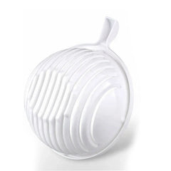 Serving Bowl Set - White ribbed slotted bowl with side handle, viewed at an angle