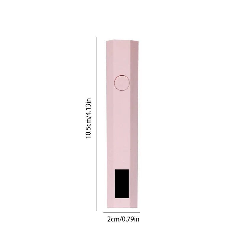A matte pink nail wand shown with 10.5cm/4.13in height and 2cm/0.79in width dimension labels on a white background.