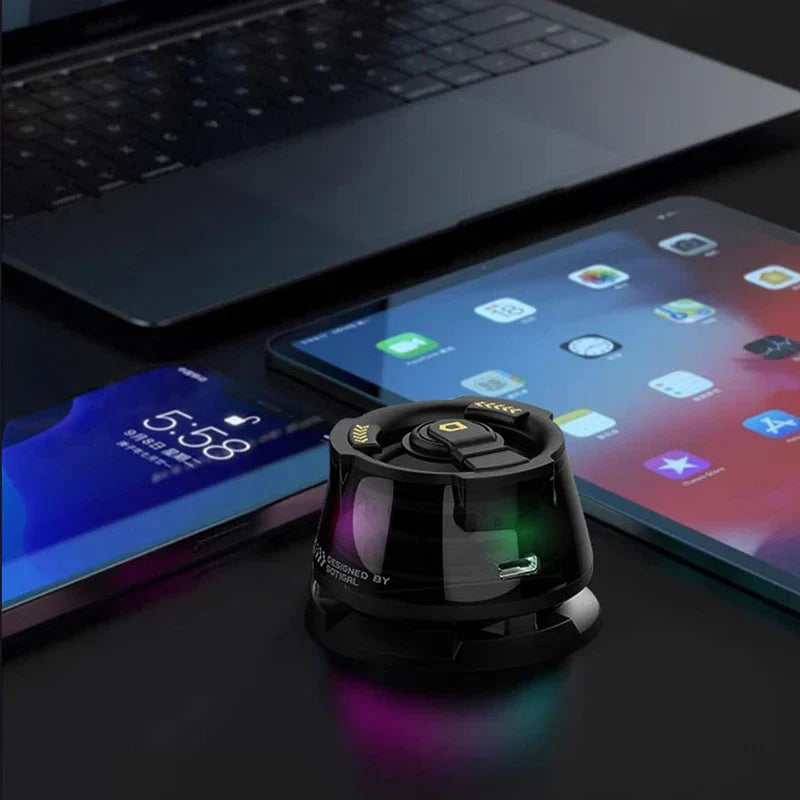 Magnetic levitating bluetooth speaker hovering in a modern living room setting