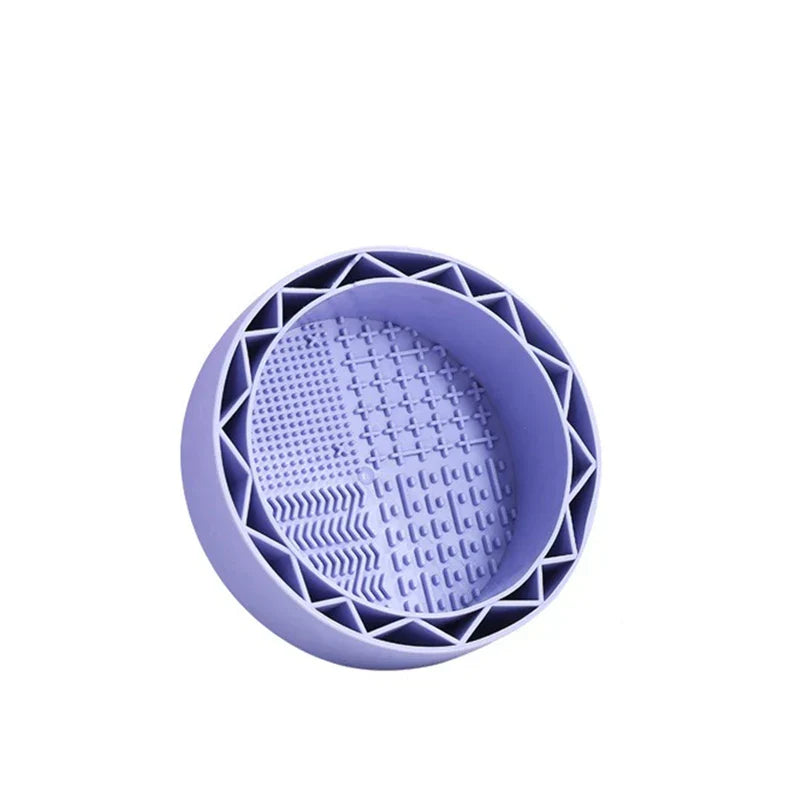 makeup brush cleaning scrubber bowl mat with textured interior and rim slots