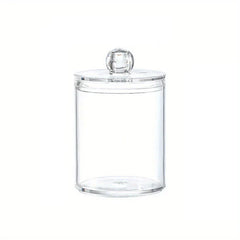 Makeup brush holder with cotton swab dispenser on a vanity