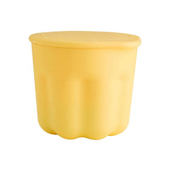 Makeup Brush Set - A single yellow lidded container with a scalloped base, shown against a plain white background.