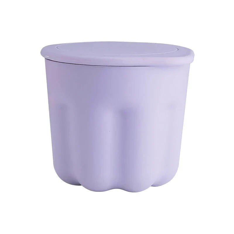 Makeup Brush Set - Light lavender lidded cylindrical container with a scalloped rounded base, shown against a plain white background.
