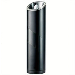 Coffee Bean Grinder - Black cylindrical electric grinder viewed from an angled front perspective on a plain white background