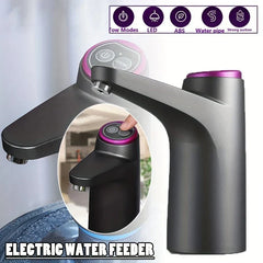 Water Pump Dispenser - Close-up of dispenser control buttons with inset showing a finger pressing a control button