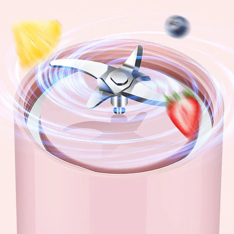 Stainless steel 6-blade spinning blender blade with fruits strawberry pineapple blueberry