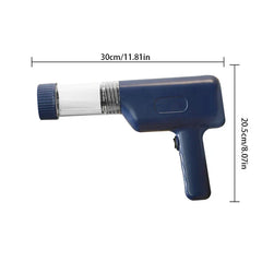 Manual Pasta Maker - Dark blue handheld noodle maker shown with length 30cm and height 20.5cm dimension markers on white background