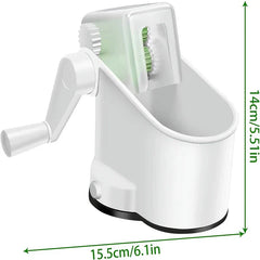 Manual Pea Sheller - White handheld rotary bean sheller with size dimensions 14cm tall by 15.5cm long displayed on white background