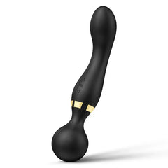 Massage Stick Roller - Black handheld muscle therapy tool shown from reverse angle, with rounded massage tip at the opposite end and visible control buttons