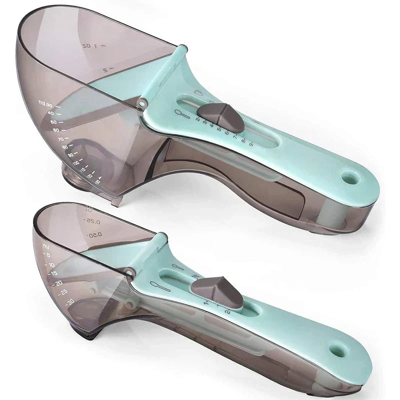 measuring spoons arranged on a kitchen counter