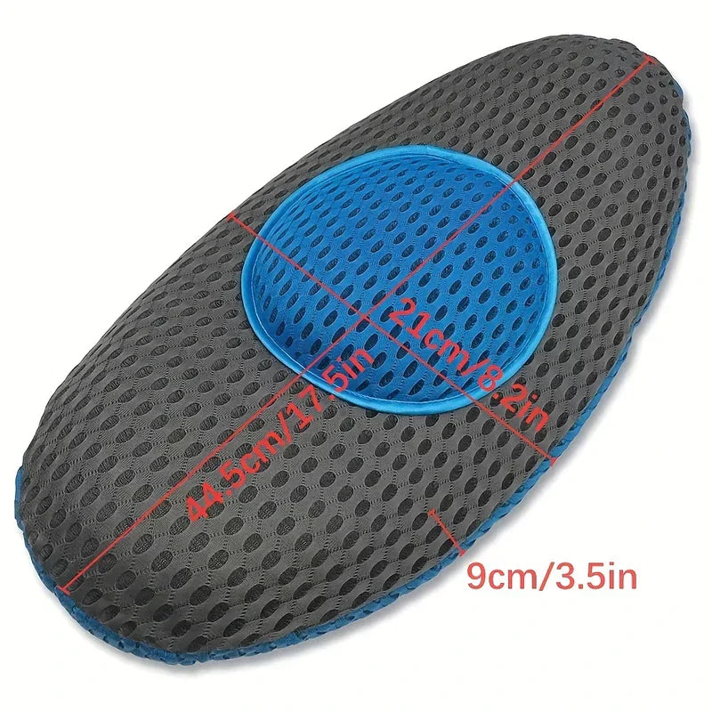 Seat Cushion - Cushion with red dimension markings showing length, width, and thickness measurements