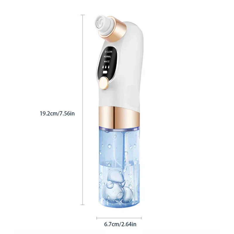 Beauty Device - Water circulation blackhead vacuum device with dimension labels, showing 19.2cm height and 6.7cm width