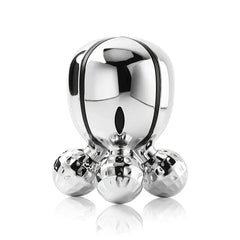 Roller Massager - Polished chrome handheld facial massage tool with three spherical roller heads