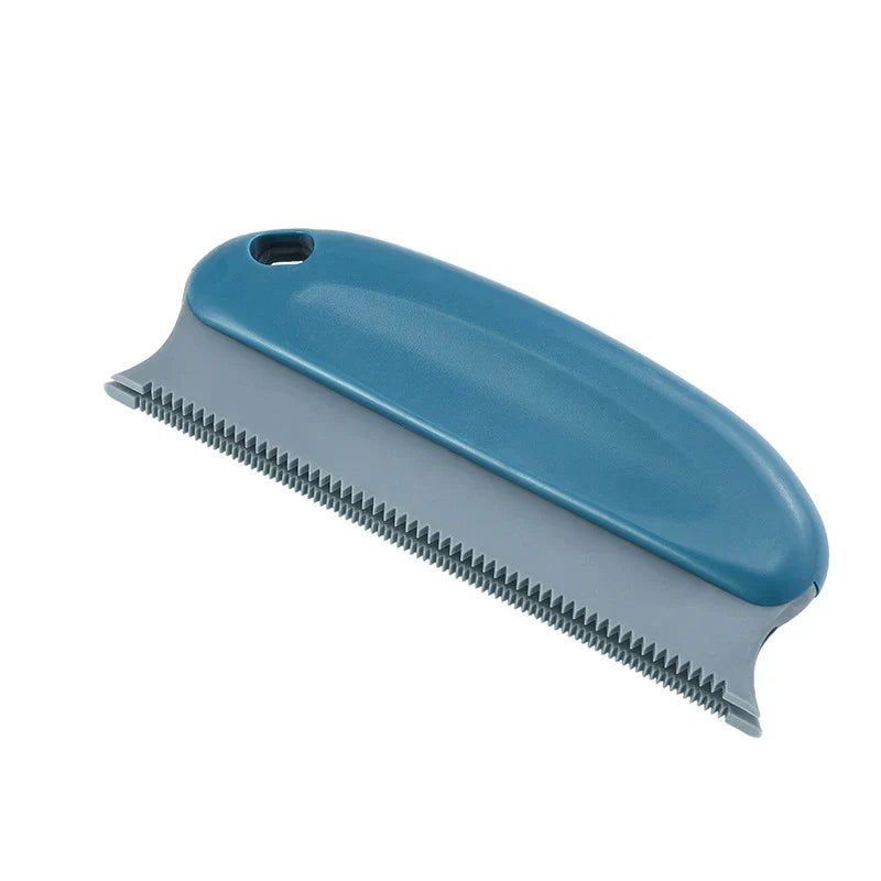 Dusting Brush - Cleaning brush with dark blue plastic handle, gray serrated edge, and hanging hole