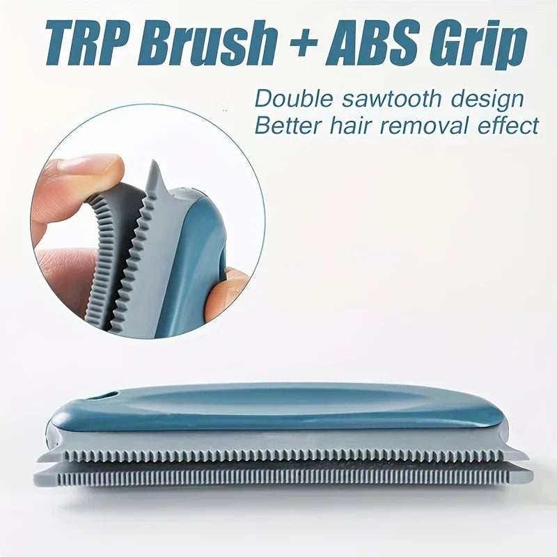 Dusting Brush - Closeup of double sawtooth edge design with labeled TPR brush and ABS grip construction