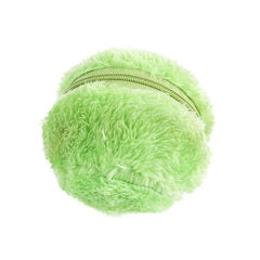 Microfiber Robotic Mop Ball Cleaner - Close-up of lime green fuzzy zippered round cleaning cover