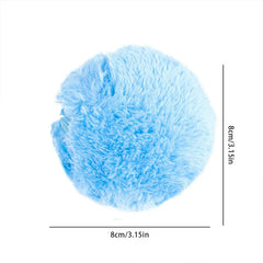 Microfiber Robotic Mop Ball Cleaner - Light blue round fluffy object, 8cm in diameter, with a partial zipper on its left side, on a white background
