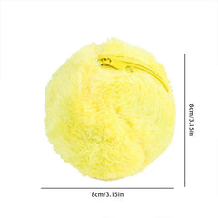 Microfiber Robotic Mop Ball Cleaner - Light yellow round fluffy object, 8cm in diameter, showing a yellow zipper at the top, on a white background
