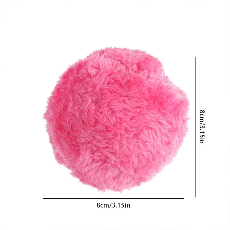 Microfiber Robotic Mop Ball Cleaner - Bright pink round fluffy object, 8cm in diameter, no visible zipper, on a white background