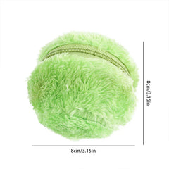 Microfiber Robotic Mop Ball Cleaner - Closed light green plush round zipper case, 8cm in diameter and height, on white background.