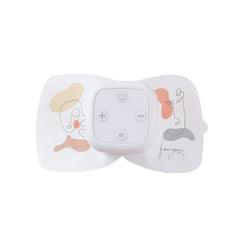 Adhesive Hook Loop Dots Stickers - White control unit with four buttons placed on a decorative butterfly-shaped pad with abstract line art