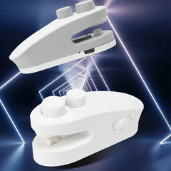 Heat Sealer Mini - Two white compact bag sealers showing USB-C charging port against geometric light background