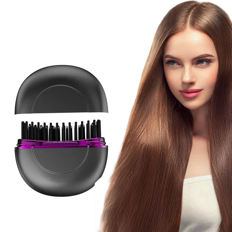 Close-up of the hair straightener brush comb with heat settings