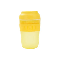 Portable Juicer Blender - Yellow compact cup-style blender with frosted lower cup, ribbed grip band, and sealed lid