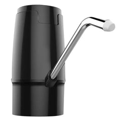 Water Jug Pump - All-black manual hand-cranked device with chrome angled crank arm and white end cap