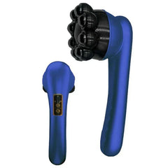 Handheld Percussion Massager - Blue massager unit showing control panel and multi-node massage head side by side