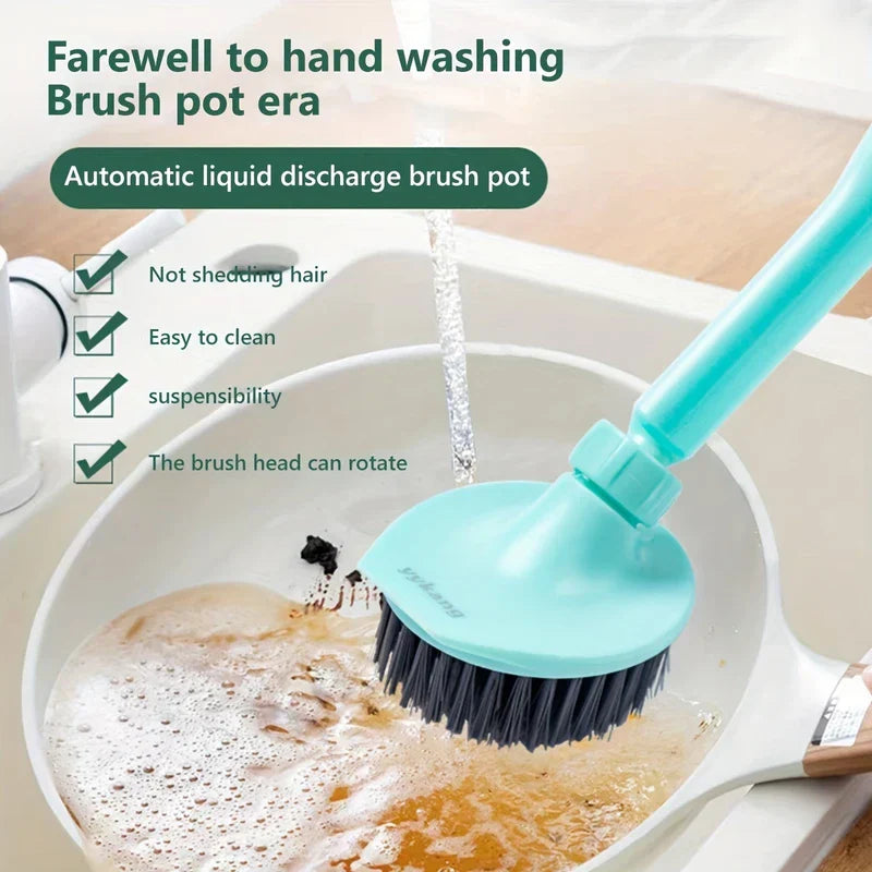 Kitchen cleaning brush set with scrub brushes and handles