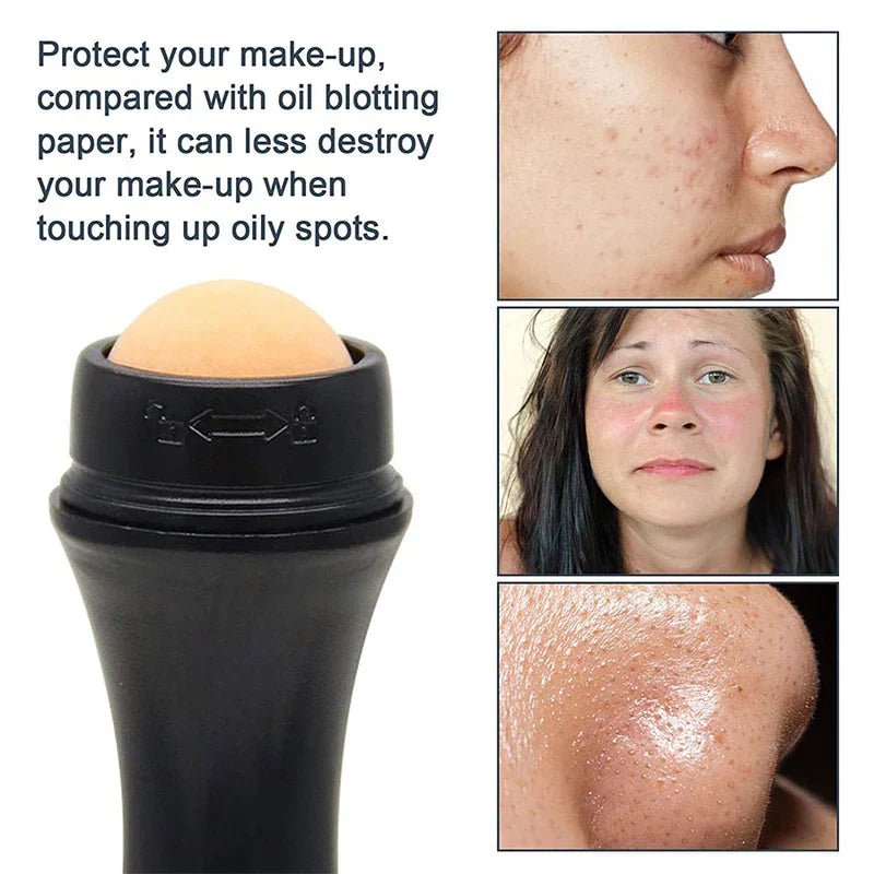 Facial Extraction Tool - Close-up of facial tool applicator head with lock/unlock markings, alongside text about makeup protection and three small images showing common facial skin concerns