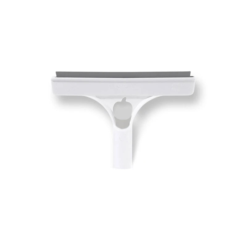 Window Squeegee Cleaner - White squeegee head with a dark grey blade, T-shaped body, and a small apple-shaped cutout at the center.