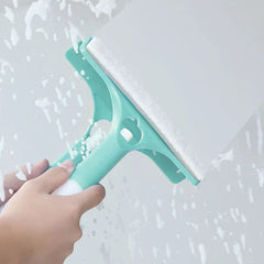 Window cleaner and squeegee tool held for use on glass