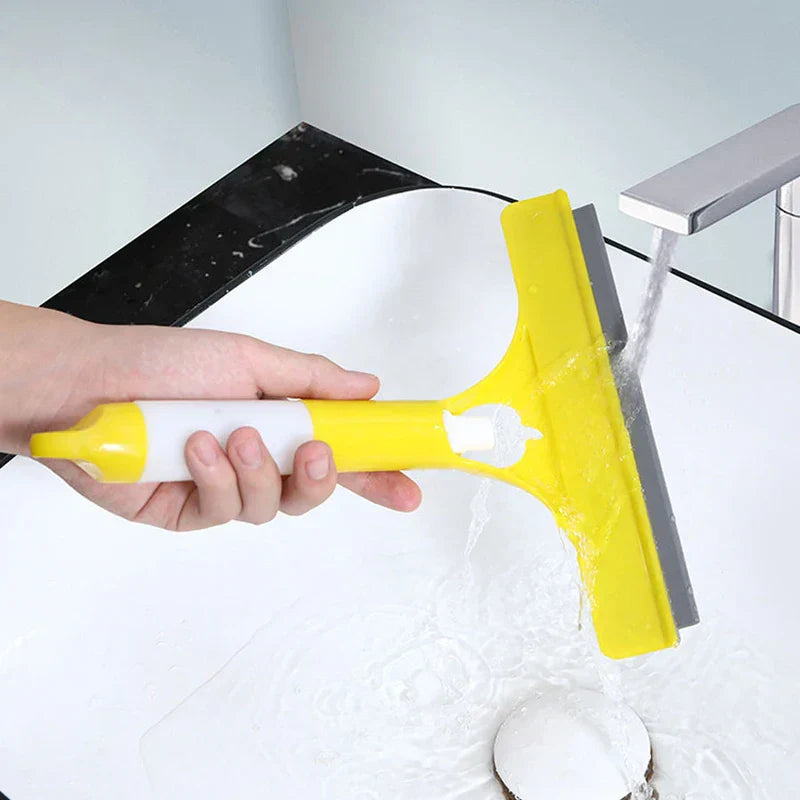 Window squeegee cleaner with integrated sprayer and handle