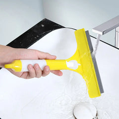 Window squeegee cleaner with integrated sprayer and handle