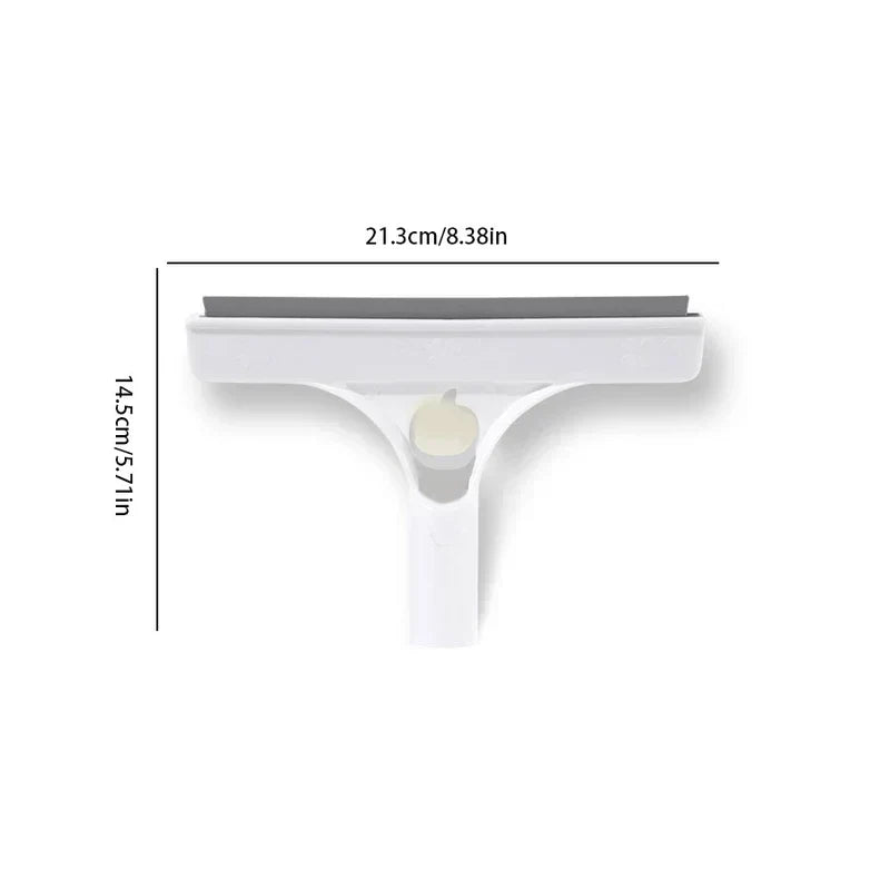 Window Squeegee Cleaner - White window squeegee head with gray blade, displayed with length and height measurements