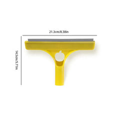 Window Squeegee Cleaner - Yellow window squeegee head with gray blade, displayed with length and height measurements