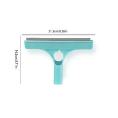 Window Squeegee Cleaner - Turquoise window squeegee head with gray blade, displayed with length and height measurements