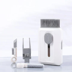 Car Cleaning Brush Kit - Full set of interchangeable cleaning brush heads arranged next to storage case